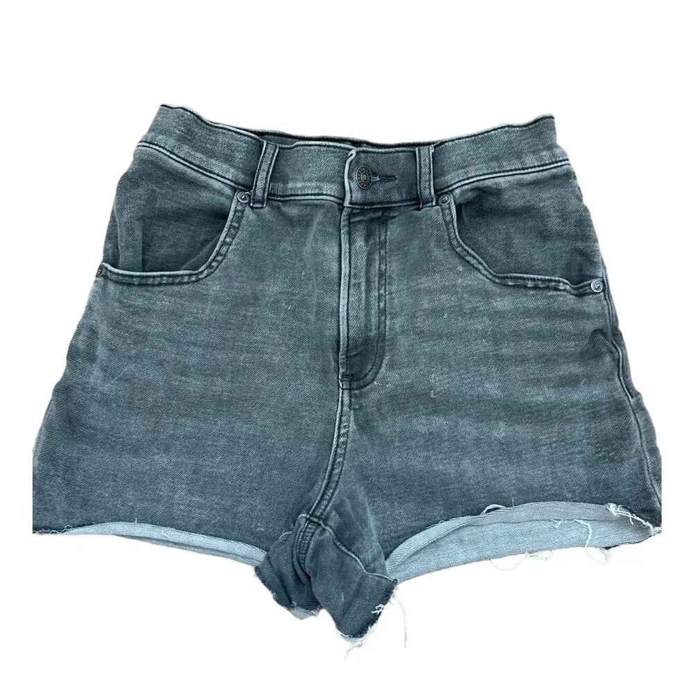 Express Black High Rise Cut Off Mom Shorts - Size 2